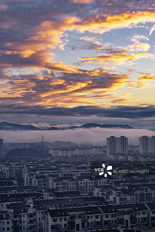 黄山屯溪日落晚霞图片素材