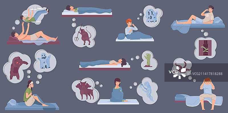 扁平风格噩梦素材图片素材