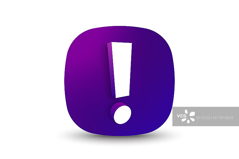 霓虹渐变按钮上的感叹号图片素材