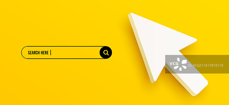 3D箭头光标和搜索栏模板图片素材