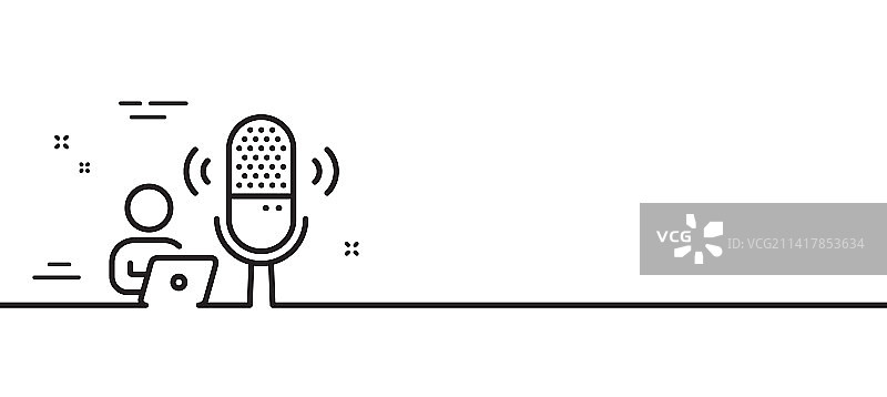 播客线性图标：录音棚麦克风标志图片素材