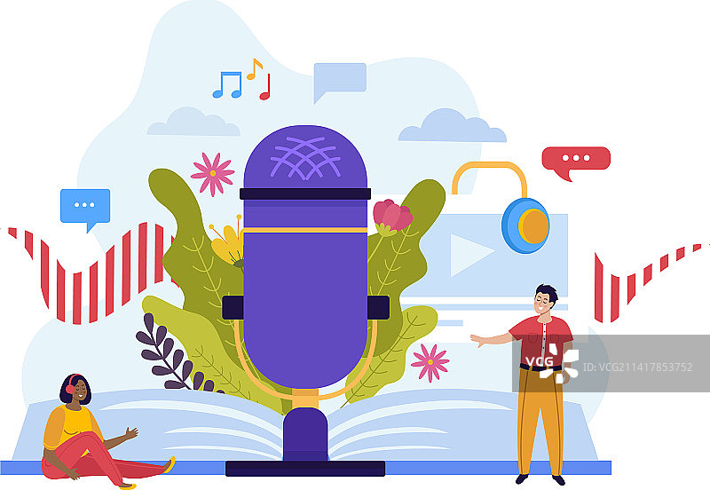 播客扁平化构图图片素材
