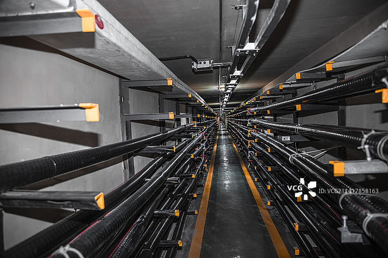 地下电力电缆隧道 暗调 科技感的 神秘感图片素材