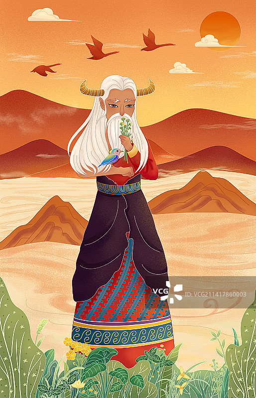 神话故事：神农尝百草图片素材