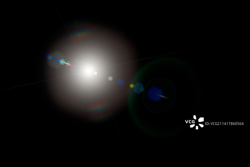 灯光科技感光效镜头光晕黑色背景素材图光束闪烁发光放射闪亮眩光图片素材