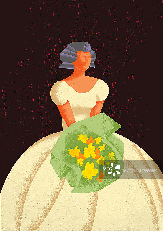 拿花的女孩图片素材