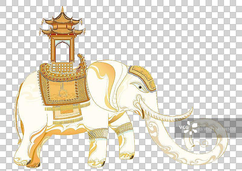 国潮插画元素象亭子图片素材