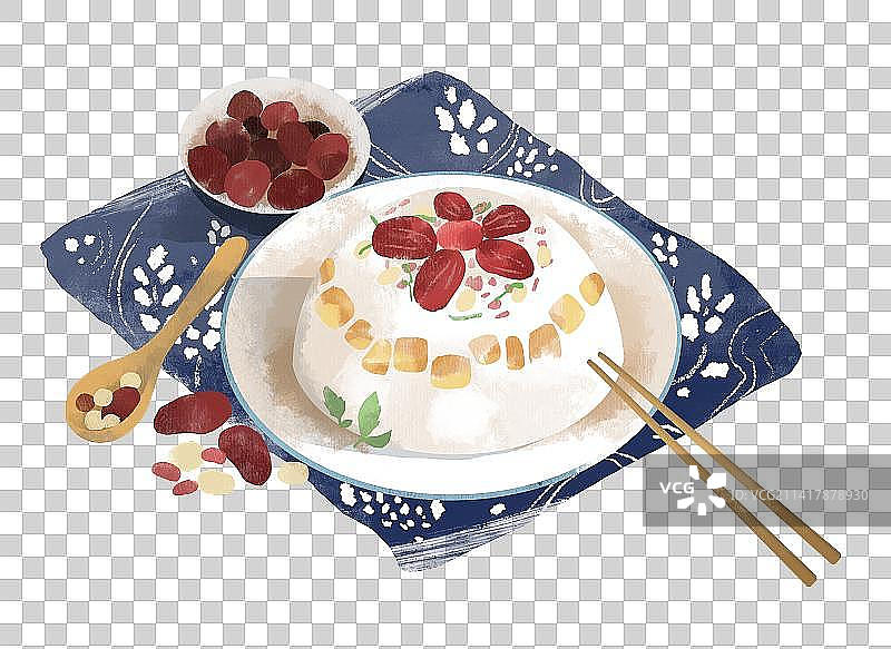 年夜饭新年美食八宝饭插画元素图片素材