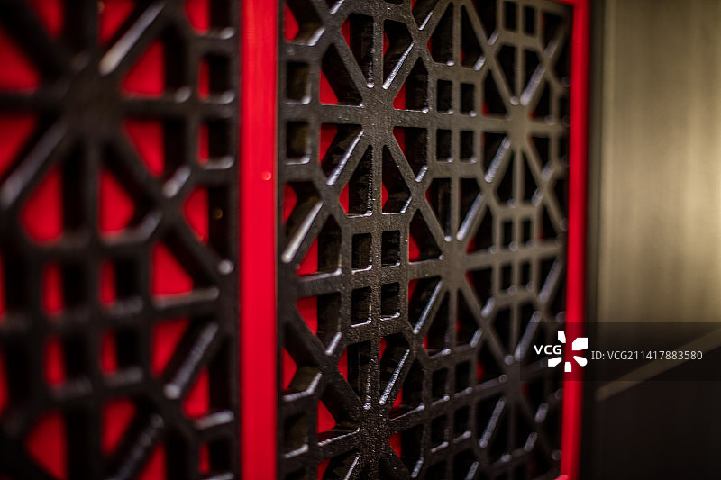 中式木制窗格图片素材