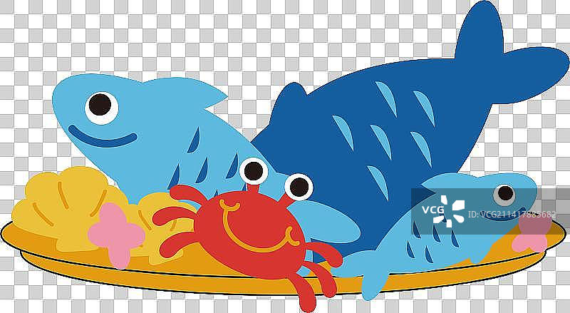 海鲜鱼蟹贝壳元素图片素材