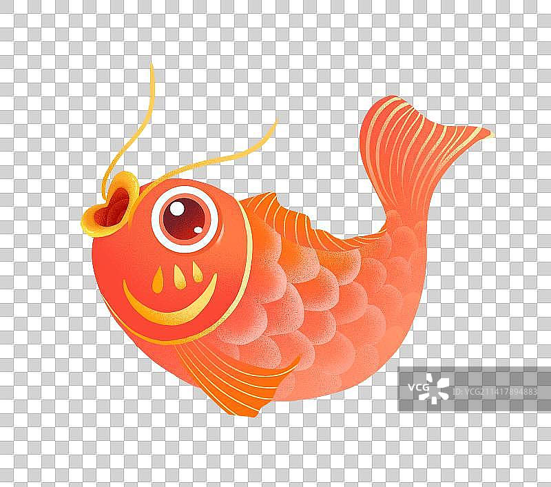 喜庆可爱锦鲤国风扁平肌理插画图片素材