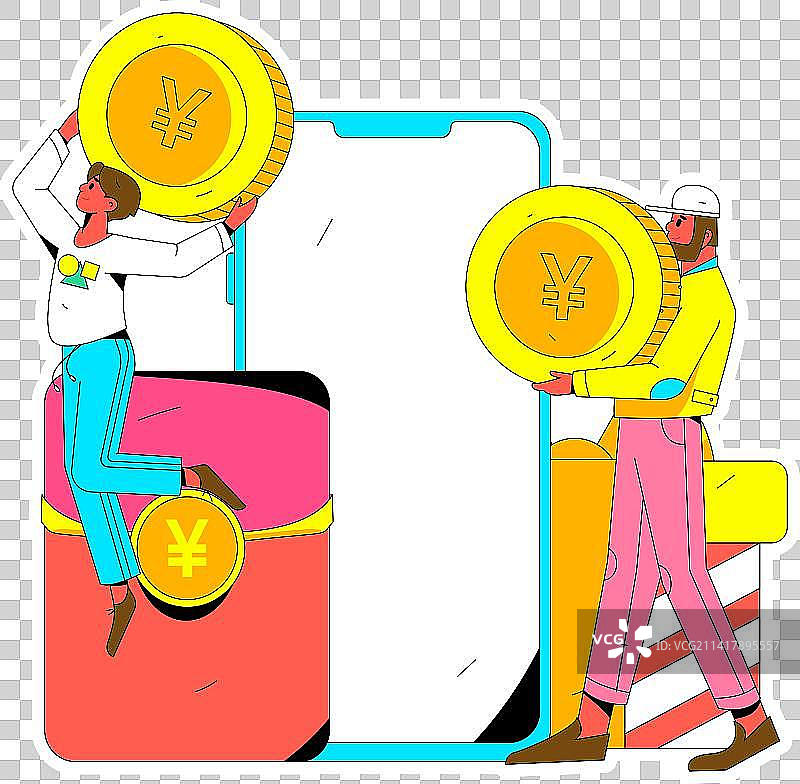 使用红包拉新促活扁平矢量人物概念运营手绘插画图片素材