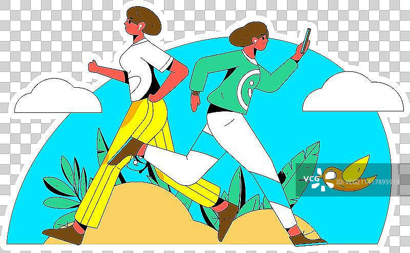 锻炼健康跑步的人物矢量互联网运营手绘插画图片素材