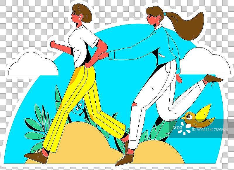 锻炼健康跑步的人物矢量互联网运营手绘插画图片素材