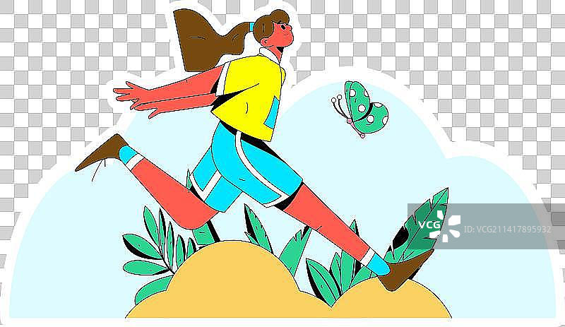 锻炼健康跑步的人物矢量互联网运营手绘插画图片素材