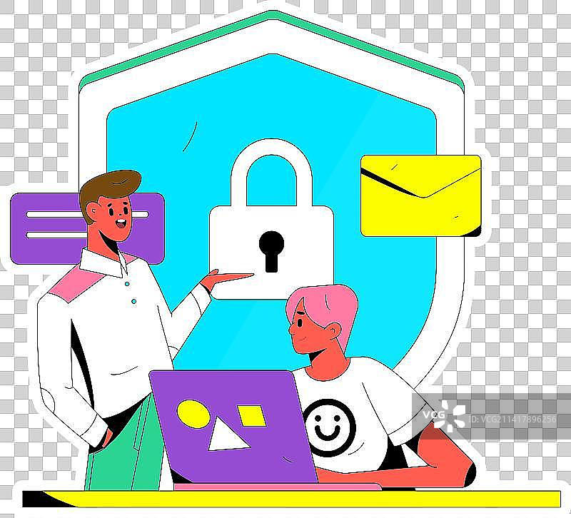 商务网络安全人物扁平矢量概念运营手绘插画图片素材