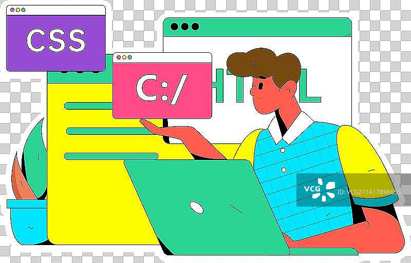 编程教学开发扁平人物矢量概念运营手绘插画图片素材