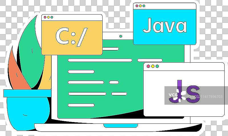 编程教学开发扁平人物矢量概念运营手绘插画图片素材