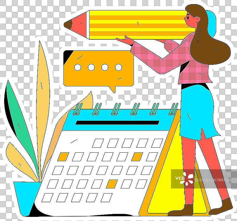 签到人物扁平矢量概念运营手绘插画图片素材