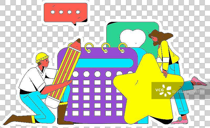 签到人物扁平矢量概念运营手绘插画图片素材