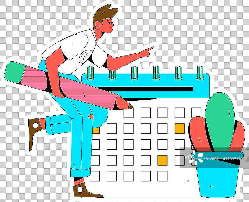 签到人物扁平矢量概念运营手绘插画图片素材