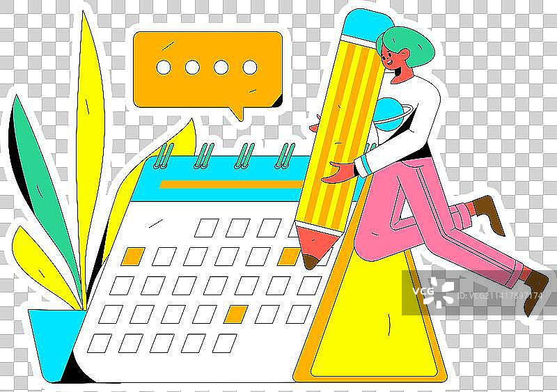 签到人物扁平矢量概念运营手绘插画图片素材