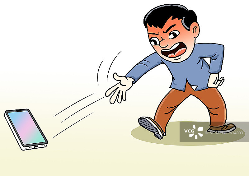 男子怒摔手机图片素材