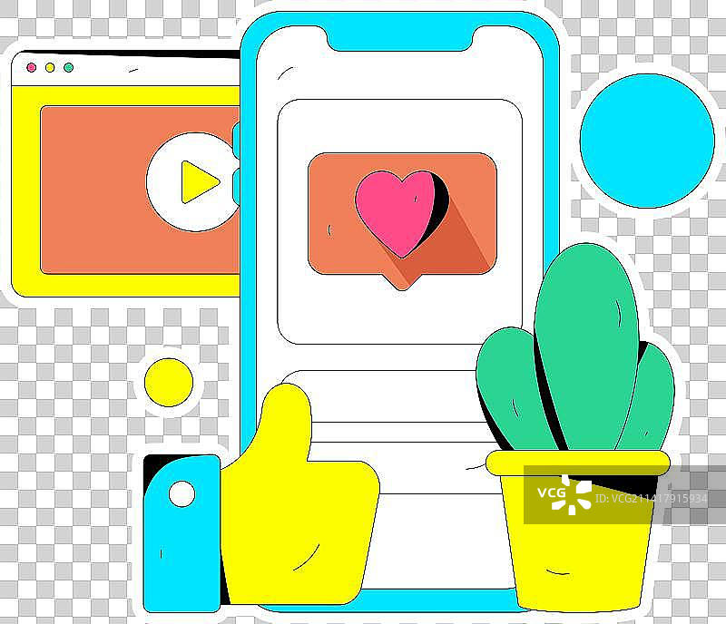 虚拟的人物社交沟通概念商业扁平矢量手绘插画图片素材