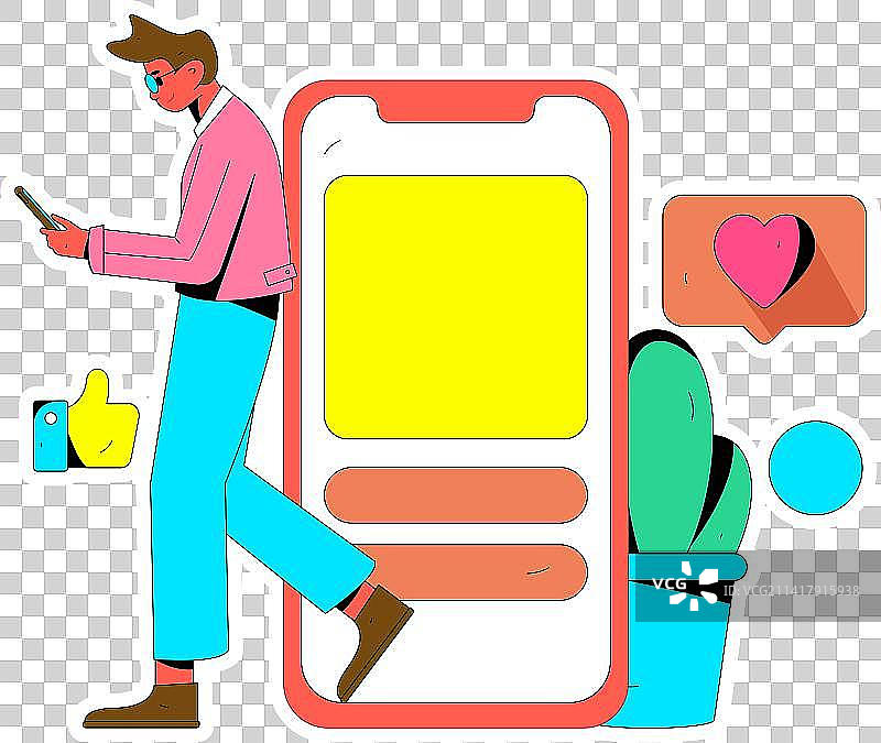 虚拟的人物社交沟通概念商业扁平矢量手绘插画图片素材