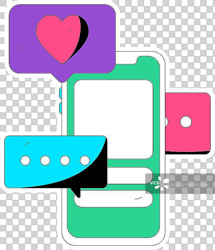 虚拟的人物社交沟通概念商业扁平矢量手绘插画图片素材