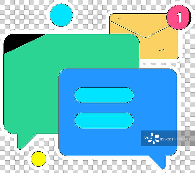 虚拟的人物社交沟通概念商业扁平矢量手绘插画图片素材