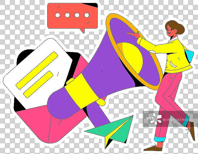 虚拟的人物社交沟通概念商业扁平矢量手绘插画图片素材