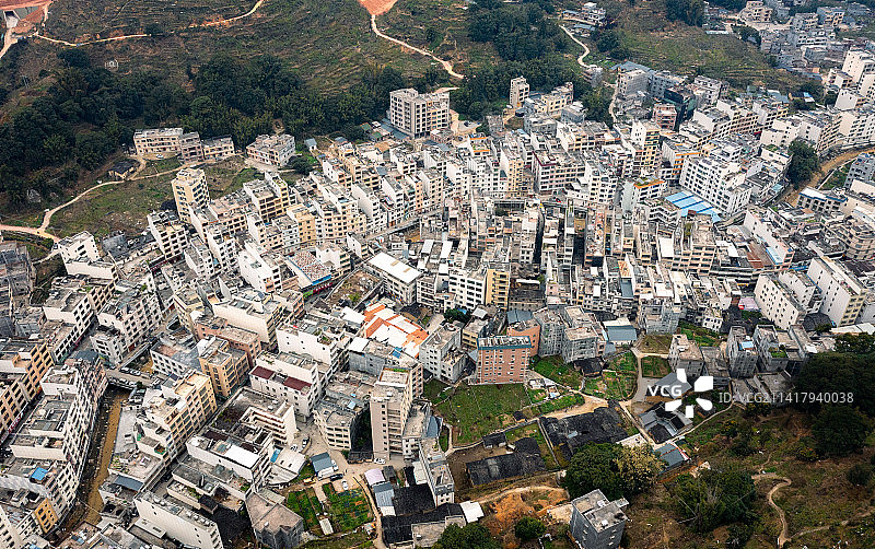 信宜市钱排镇县城航拍全景图片素材