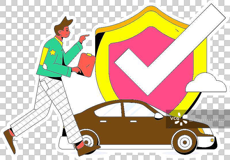 为汽车购买保险扁平人物矢量概念运营手绘插画图片素材