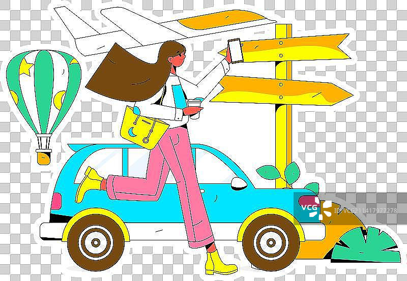 节假日旅游出行人物互联网背景矢量手绘插画图片素材