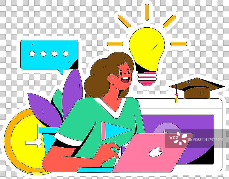 教育学习的人物扁平矢量概念手绘插画图片素材