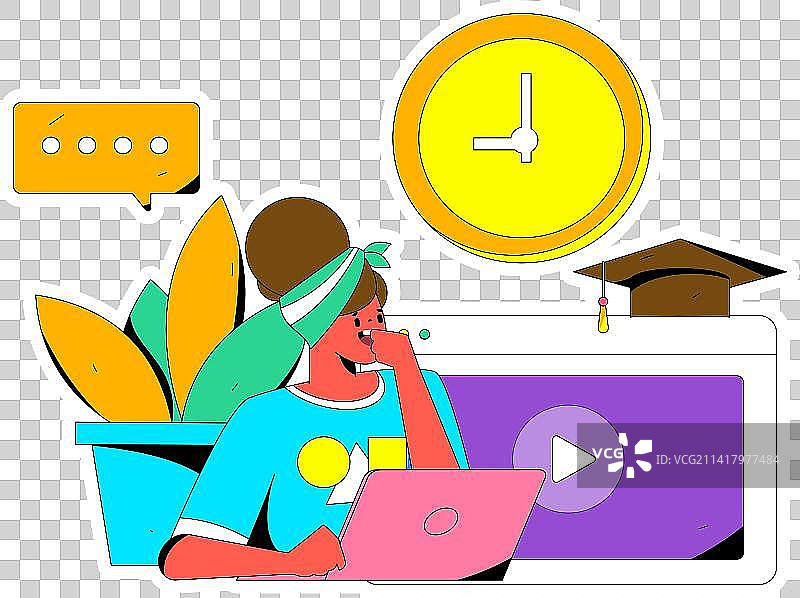 教育学习的人物扁平矢量概念手绘插画图片素材