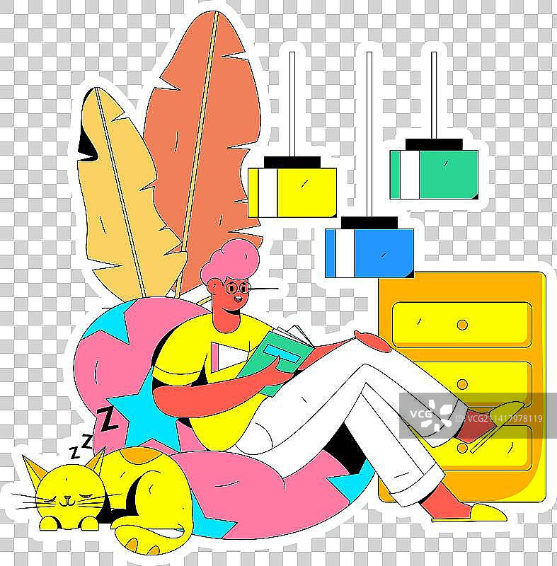 居家室内人物场景扁平矢量概念运营手绘插画图片素材