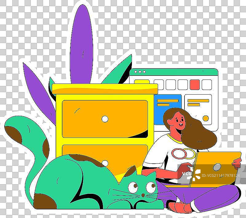 居家室内人物场景扁平矢量概念运营手绘插画图片素材