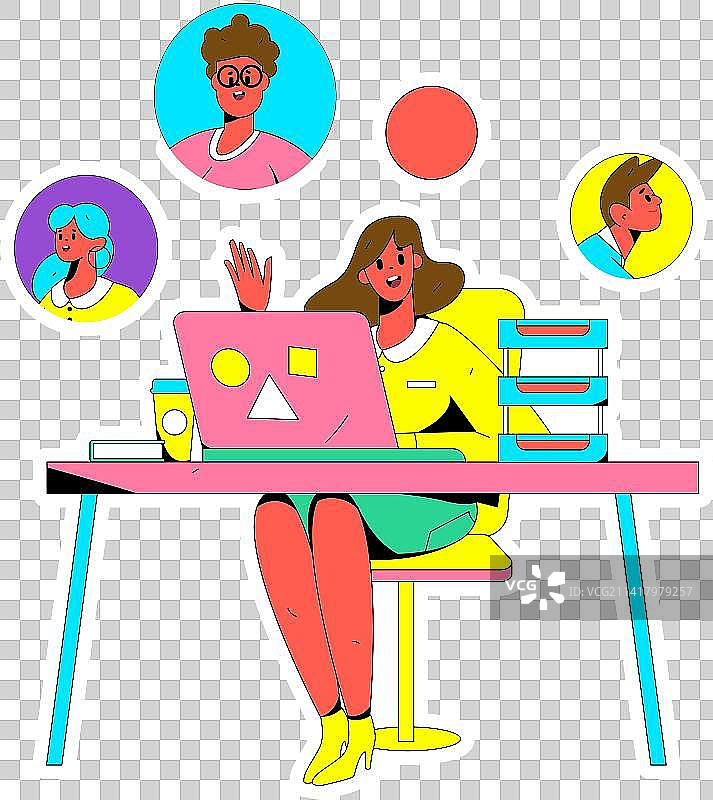 商务工作的人物扁平矢量概念运营手绘插画图片素材