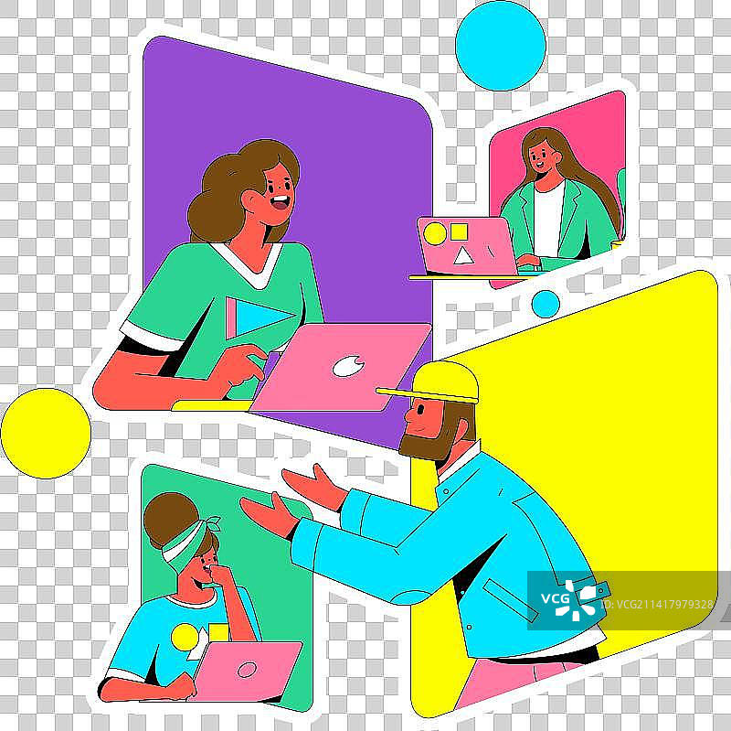 商务工作的人物扁平矢量概念运营手绘插画图片素材