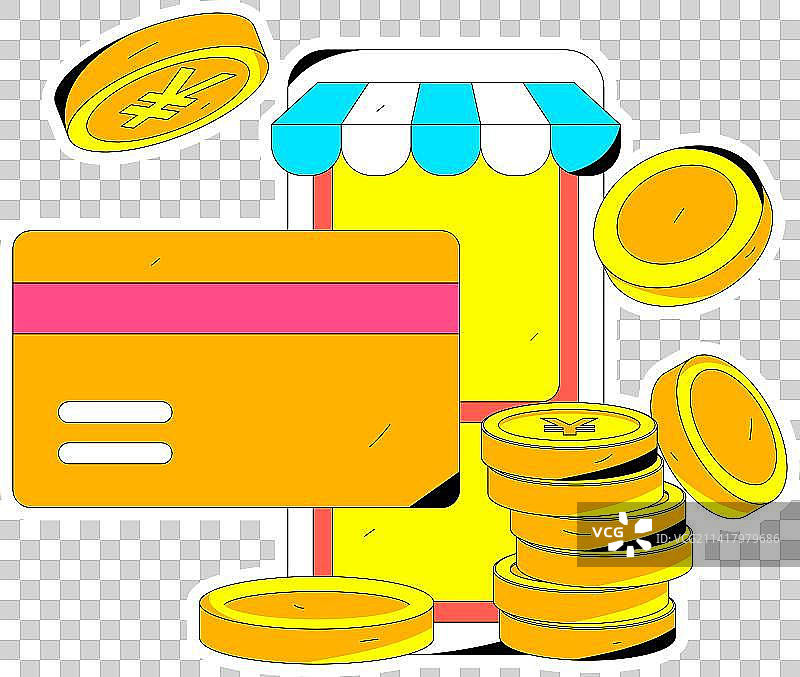 信用卡账单人物扁平矢量概念运营手绘插画图片素材