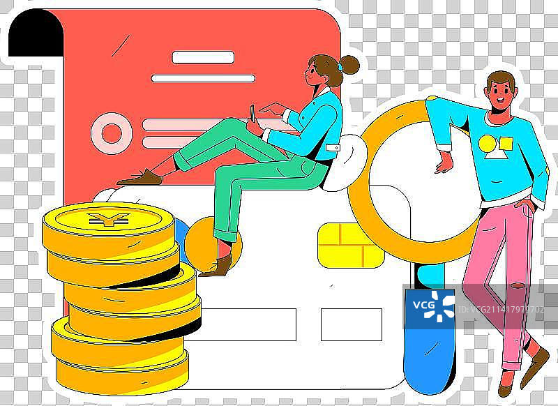 信用卡账单人物扁平矢量概念运营手绘插画图片素材