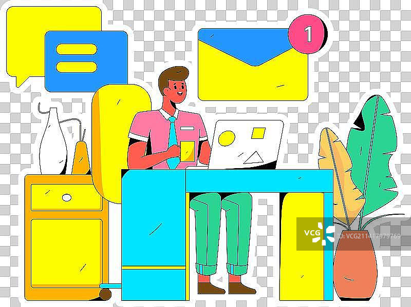 商务工作的人物扁平矢量概念运营手绘插画图片素材