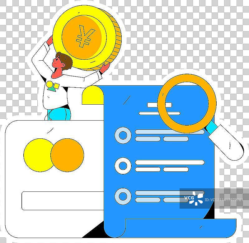 信用卡账单人物扁平矢量概念运营手绘插画图片素材