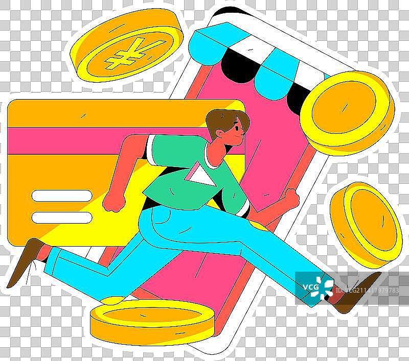 信用卡账单人物扁平矢量概念运营手绘插画图片素材