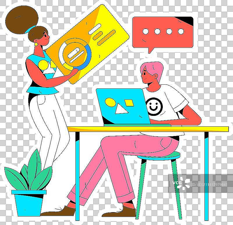 商务工作的人物扁平矢量概念运营手绘插画图片素材