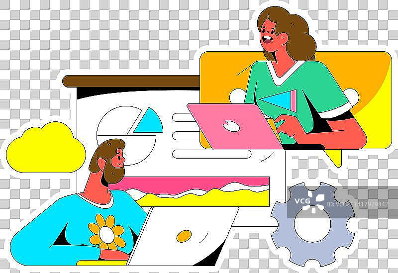 商务工作的人物扁平矢量概念运营手绘插画图片素材