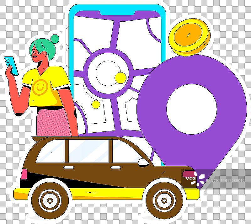 打车出行的人物扁平矢量概念运营手绘插画图片素材