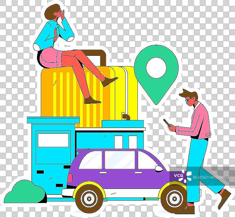 打车出行的人物扁平矢量概念运营手绘插画图片素材